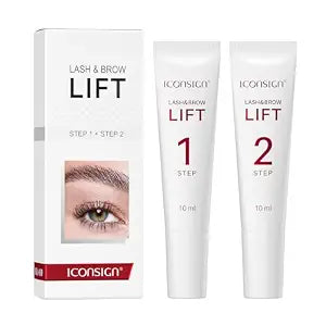 ICONSIGN 2-in-1 Lash Lift Kit Brow Lamination Kit, High-capacity Lotion Tube Design Eyelash Perm Kit Perm & Setting Lotion for Salon or Home Use, White