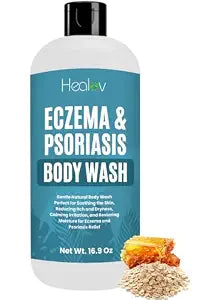 Eczema Body Wash ��� All Natural Eczema Soap, Dermatitis, Psoriasis Treatment for Dry Itchy Sensitive Skin Relief ��� Gentle Detoxifying, Healing, Anti-Itch, Oatmeal Goat Milk Bath Wash for Kids, & Adults