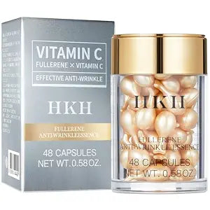 HKH Vitamin C Serum Capsules For Face: 48 Caps Anti-Aging Wrinkles With Vit C & Vitamin E Serum For Women Over 30+ - Reducing Fine Lines - Smoothing & Firming Skin - Travel-Friendly (Vitamin C)