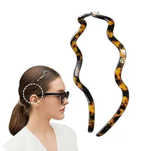 EVITA PERONI Wavy Women Headbands Eyewear Friendly Thin No Headache Tortoise