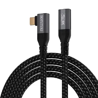 Right Angle USB C Extension Cable 6.6FT-Compatible with Thunderbolt 4& USB4, 40Gbps Data Transfer, 8K Video Display, 240W Power Delivery, USB-C 90 Degree Male to Female Extension Cord