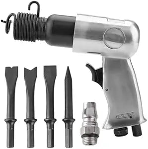 , Semme 4500 BPM Air Chisel with 4 Piece Chisel Punch Bits Tools, Industrial Handle Straight Type Pneumatic Hammer Tool, for General Cutting, Drilling, Rusting Removal, and Scraping