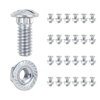 Garage Door Track Bolts & Flange Nuts, 1/4" x 5/8", Grade 8.8 Heat Treated Steel, Zinc Plated Flat Head Carriage Bolt for Vertical/Curved Rails & Extension Ladders (25 PCS)