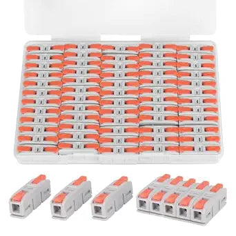 60PCS AVARBUVO Lever Wire Connectors, Mini Quick Connector Push-in, 1 in 1 Out Electrical Wire Inline Terminal for Splicing 24-12 AWG