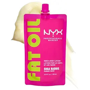 NYX PROFESSIONAL MAKEUP Fat Oil Hand & Body Lotion in Suga Baddie, Vanilla Lotion with 24HR Hydration, Lightweight, Body Moisturizer With Avocado Oil, Vegan & Cruelty-Free