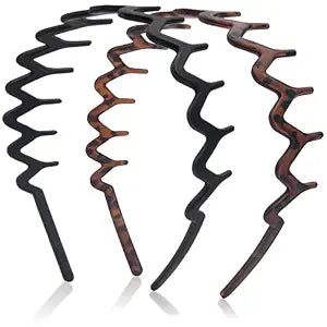Zig Zag Headbands for Women Men, Non-slip Plastic Wavy Headband with Teeth Comb Hairbands Classic 90s Hair Accessories 2pcs