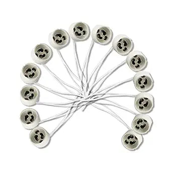 GU10 Base Socket 20 Pack Ceramic Socket Lamp Connector with Wire Length 5.12 inch - 13cm. Base Holder for Led Halogen CFL Light Dimmable
