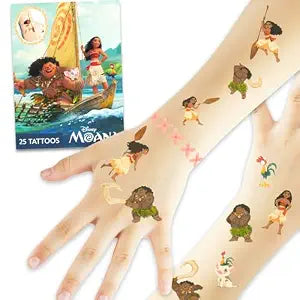 25pcs Disney Moana Temporary Tattoos for Girls Kids Teens