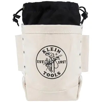 Klein Tools 5416TCP Tool Bag, Extra Tall Top Closing Bolt Bag with 3-Inch Drawstring, Heavy-Duty No. 4 Canvas, 5 x 12 x 9-Inch