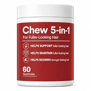 Chews 5 in 1 Hair Growth, 60 Count, Daily Hair Care Gummies for Fuller-Looking and Stronger-Looking Hair