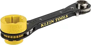 Klein Tools KT155T 6-In-1 Lineman's Ratcheting Wrench with Bolt Through Design and Bright Yellow Socket