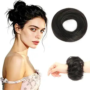 2Pcs Messy Bun Hair Piece Real Human Hair Fluffy Donut Updo for Women