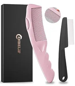 Dandruff Comb Removal 2PC Hollow Fine Tooth Scalp Detox Hair Care Tool Pink