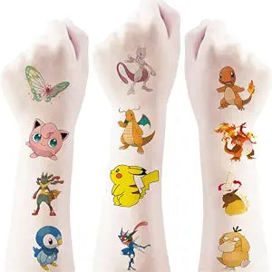 20 Pcs Pokemon Temporary Tattoos for Teens - Waterproof Cartoon Pokemon Stickers,Cute Cartoon Party Favors,Reusable Fake Tattoos for Party Supplies,Rewards & Goodie Bag Stuffers
