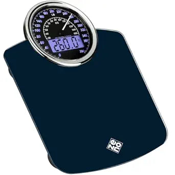 ZENO Hybrid 2-in-1 Analog & Digital Weighing Scale for Body Weight up to 400lbs - Thick Tempered Glass - Extra Large Display - Easy to Read Digital Bathroom Scale - New - Dark Blue
