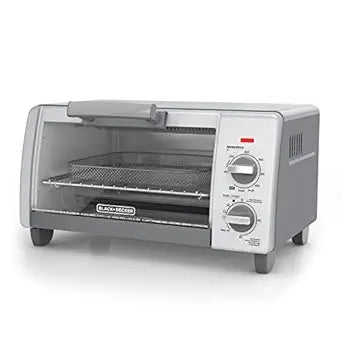 BLACK+DECKER 1150 Watts Crisp N Bake Countertop Small Air Fryer 4 Slice Toaster Pizza Oven Broiler with Timer and 5 Heat Functions, Gray
