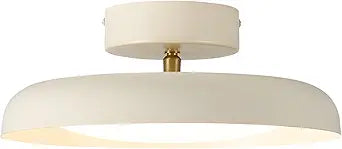 BISAMIYA Modern LED Ceiling Light, Brass Accent 12.6 Inch Semi Flush Mount Ceiling Light, Adjustable Angle Light Fixture, 3000K/Warm White/18W, for Hallway, Entryway, Kitchen