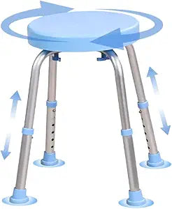 Shower Chair, 360 Rotating Shower Stool, 6-Level Adjustable Height Bath Seat, 330 lbs Weight Capacity, Anti-Slip Shower Bench for Elderly Seniors Disabled, Easy Setup Assembly Bathroom Safety Chair