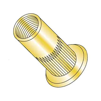 10-24 (Max Grip .225) Large Flange Ribbed Blind Threaded Inserts/Steel/Zinc Yellow (Carton: 1,000 pcs)