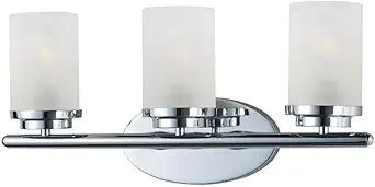 Maxim Lighting Corona 3-Light Bath Vanity Light | Polished Chrome Finish | Frost Glass Shade | Contemporary Bathroom Vanity Light | 10213FTPC