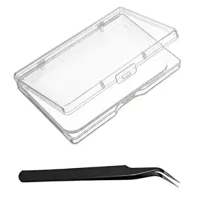 False Eyelash Storage Case with Lash Cluster Curved Tweezers, Clear Portable Silicone Eyelash Holder Case, Compact Lash Storage Box Tool for Daily Traveling Carry Women