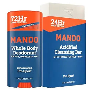 Mando Whole Body Deodorant - Stick & Cleansing Bar - 2pc Bundle - Pro Sport