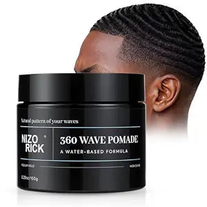 Men's 360 Wave Pomade 150g, Water-Based – Wave Styling Grease for Hair – Non-Greasy, Strong Hold & Layered Waves,150g/5.29oz