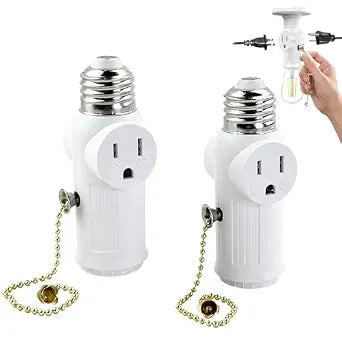 2 Pack E26/E27 Light Socket Outlet Adapter, Light Socket to Plug Adapter