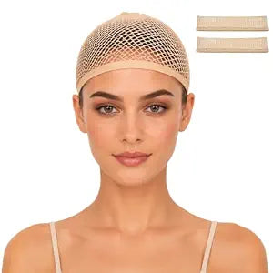 2PCS Brown Wig Caps, Breathable Hair Net for Women Non Slip
