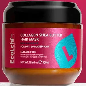 Collagen Shea Butter Hair Mask Deep Repair Conditioning Collagen Shea Butter Hair Treatment for Dry and Damaged Hair All Hair Types 18.6 oz 550ml