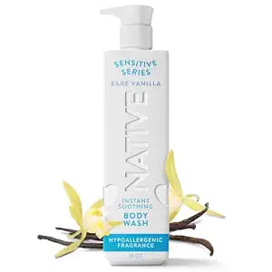 Native Sensitive Skin Body Wash for Women & Men, Bare Vanilla, 18 fl oz