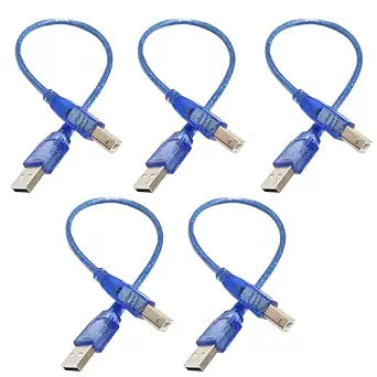 USB 2.0 Cable, 5Pcs / Pack USB A Male to USB B Male Cable, Printer Cables for Arduino 2560 R3, Ink Jet, Laser Printer MFP, Scanner to a PC or Mac (11.81IN)