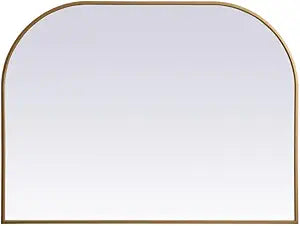 Elegant Decor Blaire 40x30 Arch Modern MDF Wood/Iron Mirror in Brass