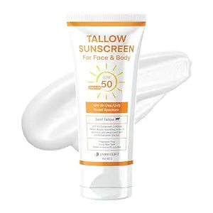 Beef Tallow Sunscreen SPF 50 with Mineral : Instant Sun Protection Non Nano Zinc Oxide Sunblock- Non Greasy Formula- Beach Jogging - 3 Oz (Pack of 1)