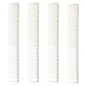 4 Pcs Cutting Combs for Hair Stylist Anti-Static Hair Cutting Combs with Ruler Measurements Small Professional Salon Comb for Salon Hairs Stylists and Barbers(Beige)