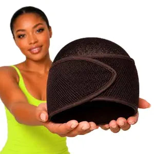 2 in 1 Mesh Hair Wrap for Pixie Cuts, Brown Adjustable Sleep Cap for Women
