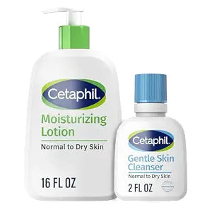 Cetaphil Moisturizing Lotion 16oz + Gentle Skin Cleanser 2oz Bundle