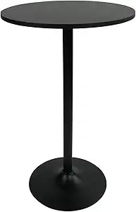 Pearington Santina, Single Round Cocktail Bar, Pub, and Bistro High Top Table with Black Top and Base