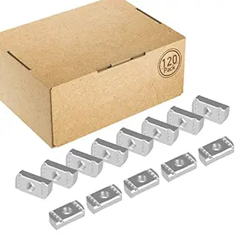 Strut Channel Nuts 1/4"-20 No Spring, 8mm Thickened Strut Nuts with Thickened Zinc Plated for Strut Channel (120)