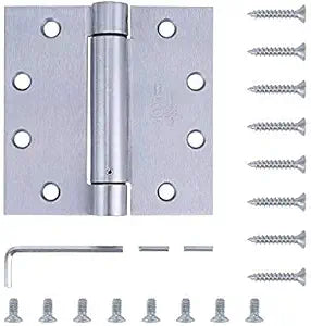 2 Pack - 4.5"x4.5" Stainless Steel Self Closing Reversible Door Hinge - Heavy Duty Commercial Spring Door Hinge - UL Listed with Complete Installation Hardware
