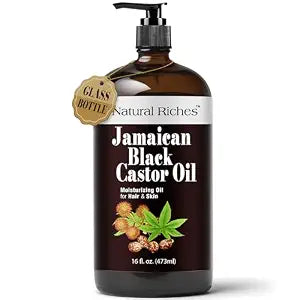 Jamaican Black Castor Oil 16 Fl Oz Glass Bottle Hair Growth Oil