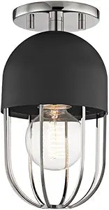 MITZI HUDSON VALLEY LIGHTING H145601-PN/BK Haley Ceiling Fixtures, 1-Light, 60W, Silver/Black Finish (5.5''W x 10.25''H)
