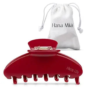 Hana Mia Large Red Claw Clip, 4 Inch Acetate Hair Clip for Women