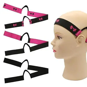 HINGTAI 3Pcs Double-Sided Velvet Ear Painless Wig Bands C-Shaped, Comfortable Soft Painless Wig Band with Ear Cut Outs Tools, Earless Melting Band Supplies