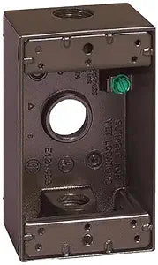 Sigma Engineered Solutions 14250BR Weatherproof 1/2" 3 Hole 1-Gang Box, BR