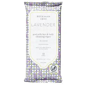 Beekman 1802 Goat Milk Face Wipes, Lavender, 30 Count
