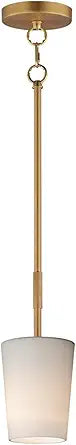 Maxim Lighting Durham 1-Light 10.5" Single Pendant | Natural Aged Brass Finish | White Glass Shades | Modern Industrial Hanging Pendant Light Over Kitchen Islands | 92691WTNAB