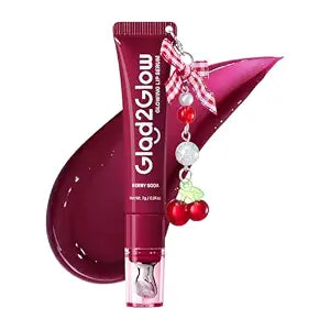 3-in-1 Brightening Lip Serum, Tinted Lip Balm with VC-IP & Vitamin E, Lightweight Non-Sticky Lip Gloss with Matching Charm (03 Berry)