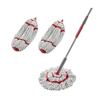 Rubbermaid Microfiber Twist Mop Kit with 2 Refills Kit Machine Washable Built-in Wringer Lightweight Safe for All Floor Types Deep Cleaning for Home/Bathroom/Garage/Office