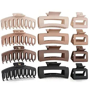 12 Pack Matte Hair Claw Clips, 3 Styles Small Medium Large Durable PS Hair Claws for Women Girls, Strong Hold Non-Slip Hair Clips for Thick Thin Fine Curly Hair, Cute Simple Neutral Hair Gifts